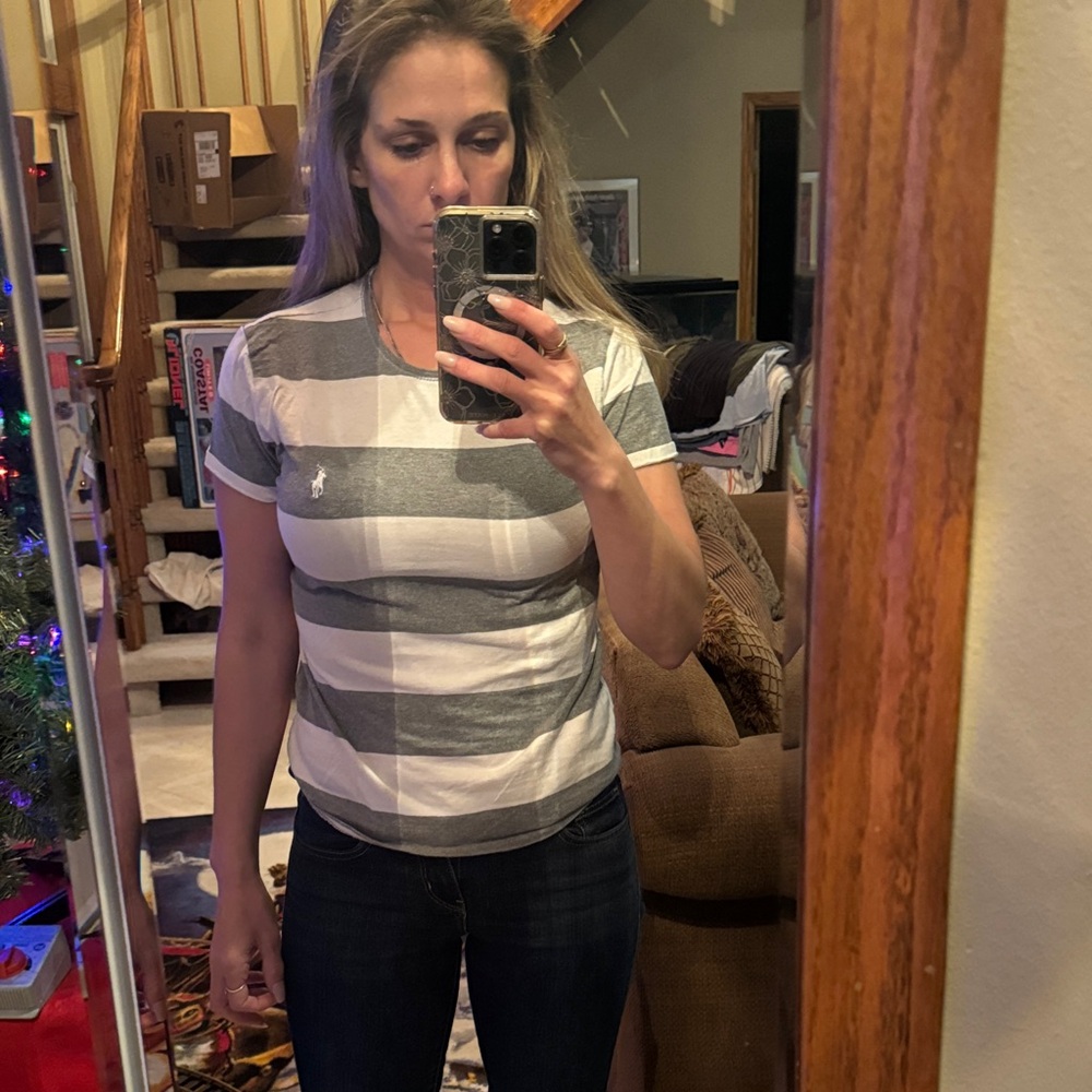 Ralph Lauren Classic Gray and White Tee